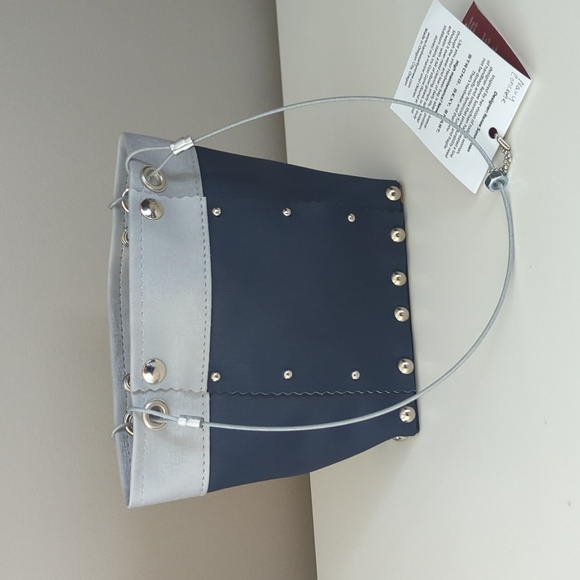 NWT Hardware By Renee Navy Gray Studded Shoulder Bag - Picture 7 of 7